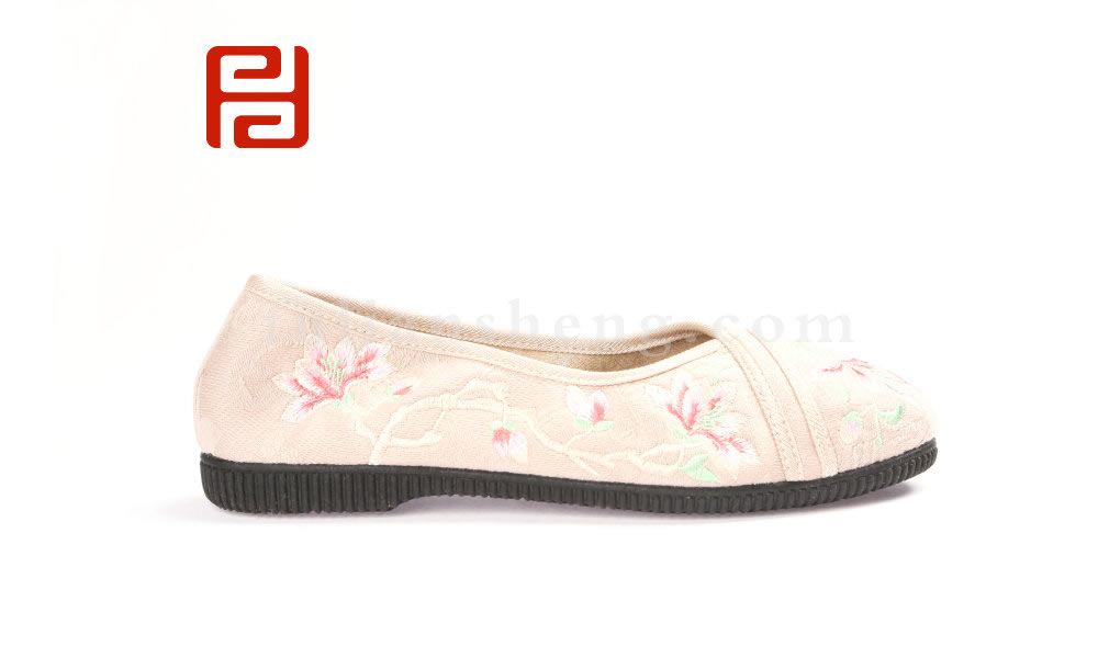 福连升女士花朵刺绣复古中国风浅口单鞋老北京布鞋图片