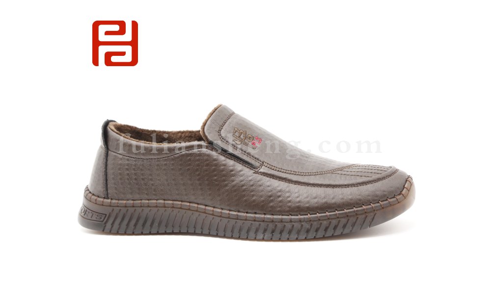 福连升2020冬季新款男一脚蹬舒适休闲手缝鞋图片