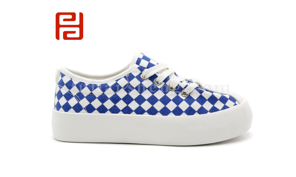 福连升夏季女鞋板鞋自由撞色棋盘格厚底舒适透气鞋子