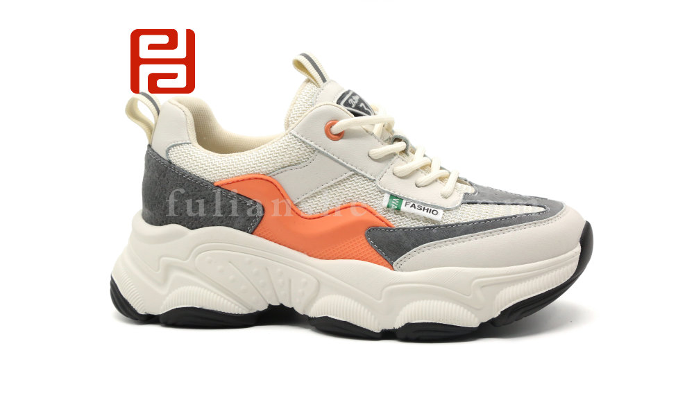 福连升休闲鞋舒适松糕厚底牛皮学院风老爹鞋潮流休闲单鞋图片