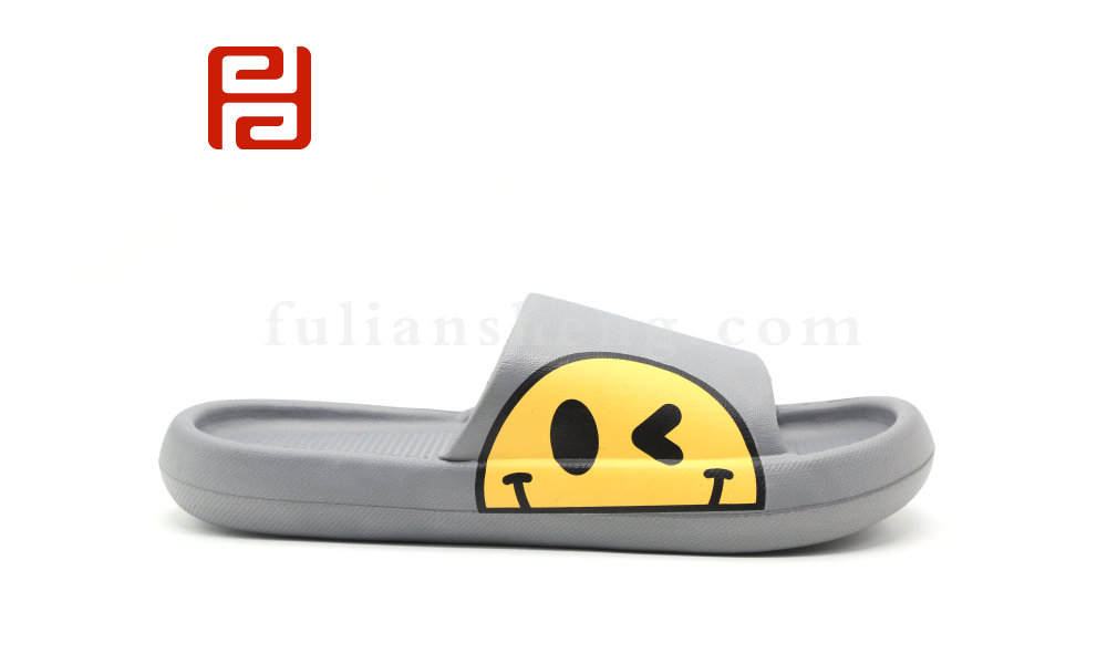 福连升夏季舒适软底拖鞋男款沙滩凉拖个性情侣笑脸