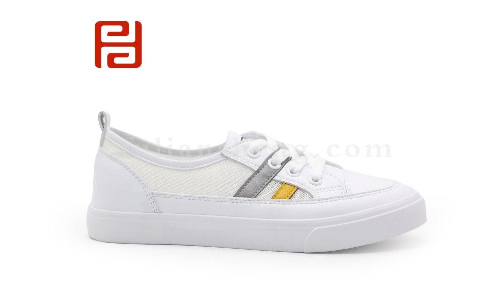 福连升夏季休闲板鞋透气网布低帮平底学生小白鞋女鞋图片