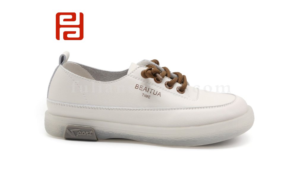 福连升秋季真皮休闲鞋果冻底舒适百搭女单鞋图片