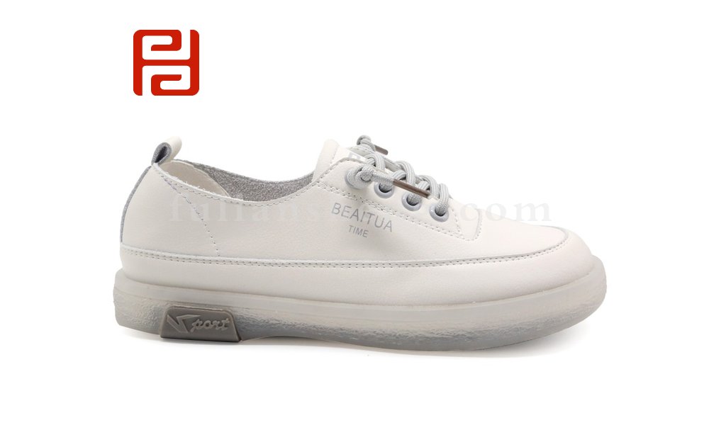 福连升秋季真皮休闲鞋果冻底舒适百搭女单鞋图片