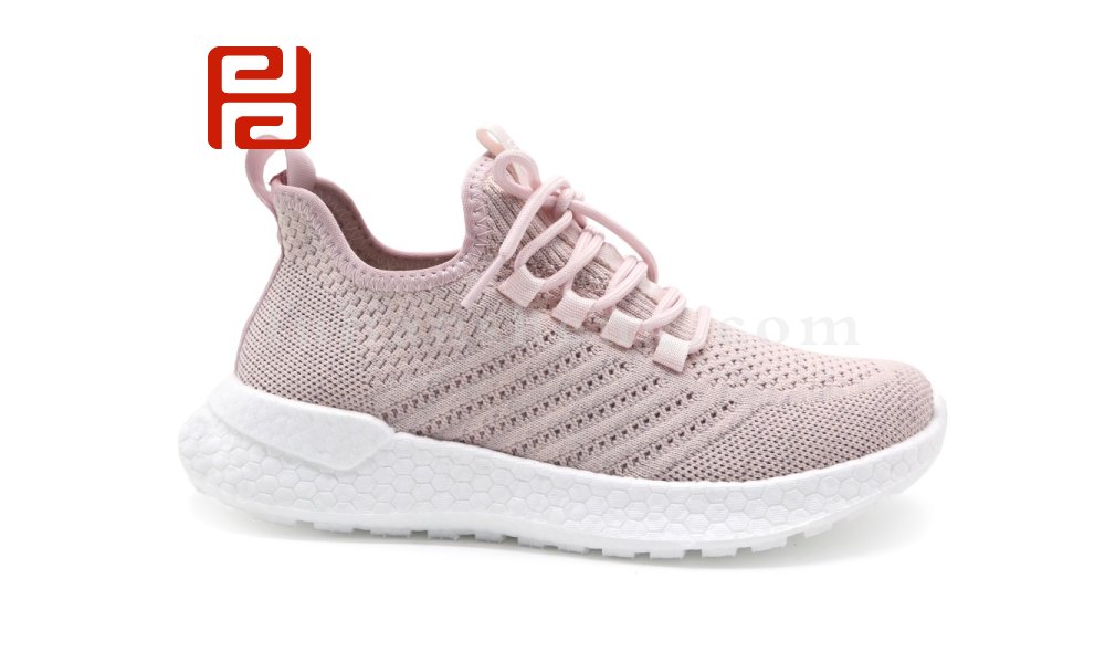 福连升休闲运动女鞋飞织透气轻便爆米花鞋底