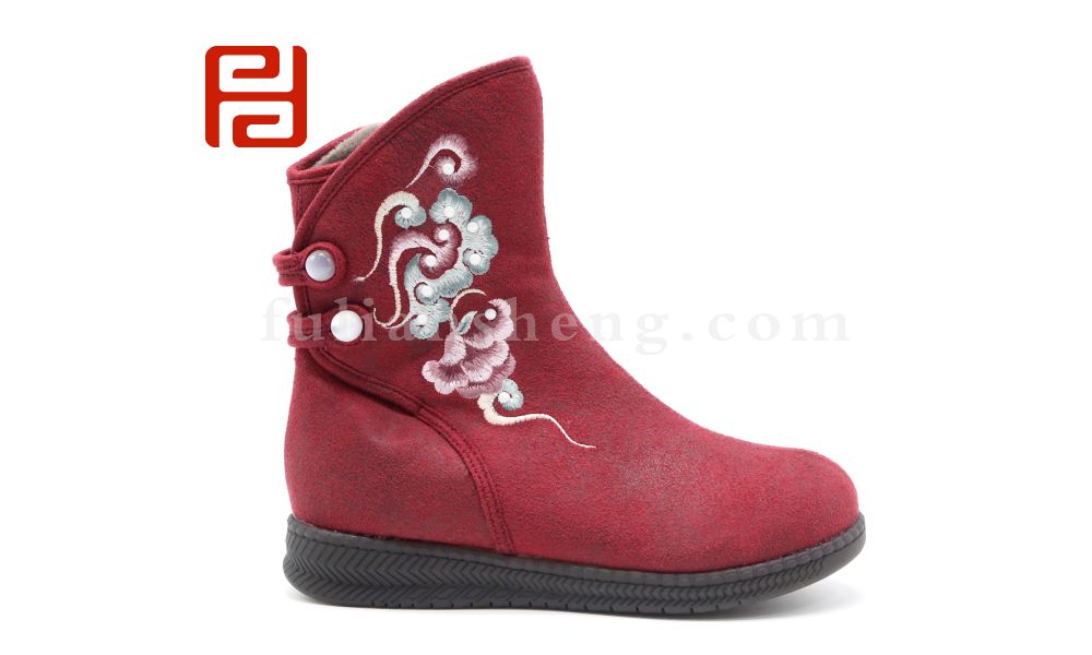 福连升老北京布鞋女鞋冬加绒保暖传统中国风刺绣靴子图片