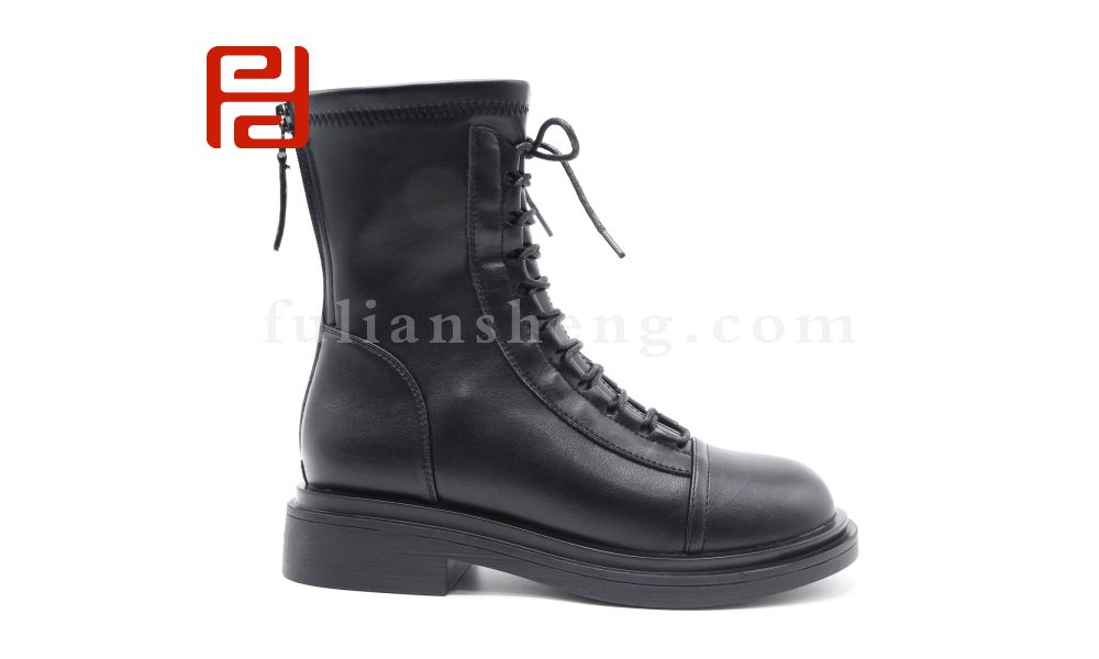 福连升休闲鞋冬季保暖短靴圆头厚底骑士靴子英伦潮筒靴图片