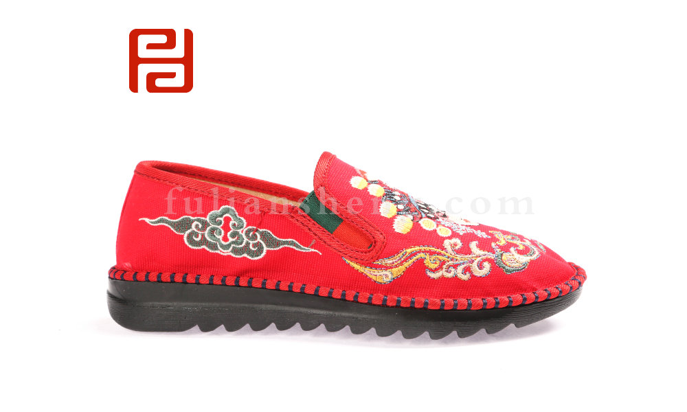 福连升春款女士刺绣脸谱社会鞋养生民族风老北京布鞋(图3)