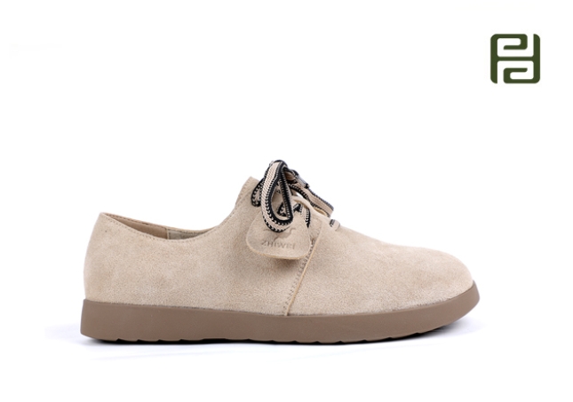 福连升秋季时尚休闲女鞋麂皮绒面料女鞋