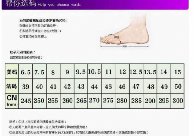 鞋码-中国标准鞋码对照是什么？